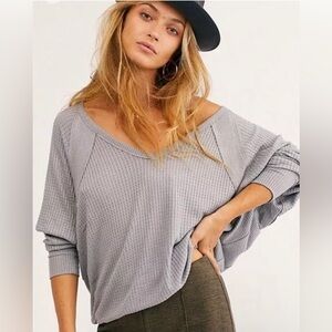 Free People We The Free Women’s Santa Clara Thermal Top Gray Small S
